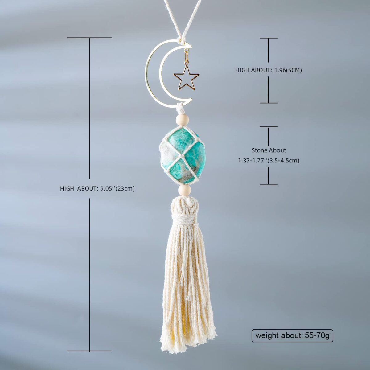 Natural Amazonite Crystal Water Drop Star and Moon Pendant - Image 4