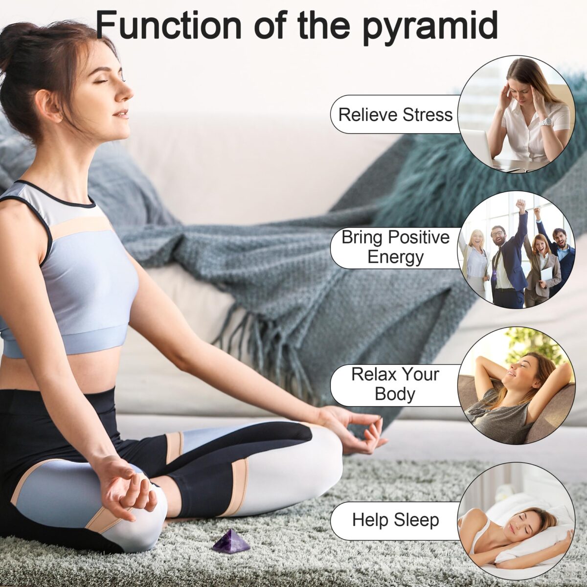 Purple gemstone pyramid crystal-Amethyst - Image 5