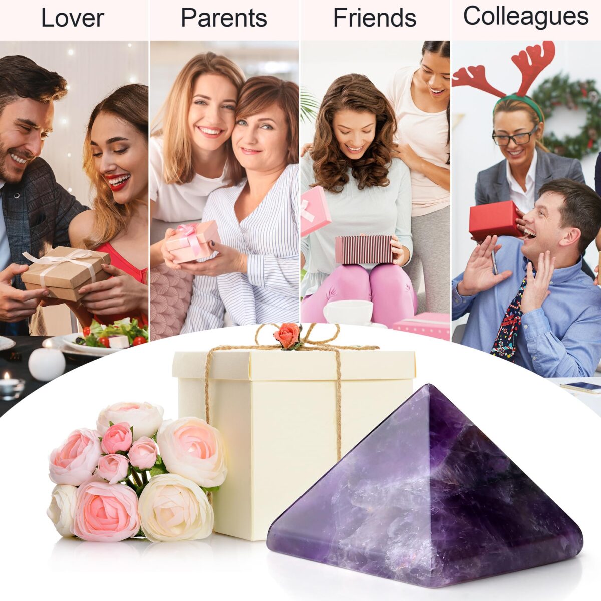 Purple gemstone pyramid crystal-Amethyst - Image 4