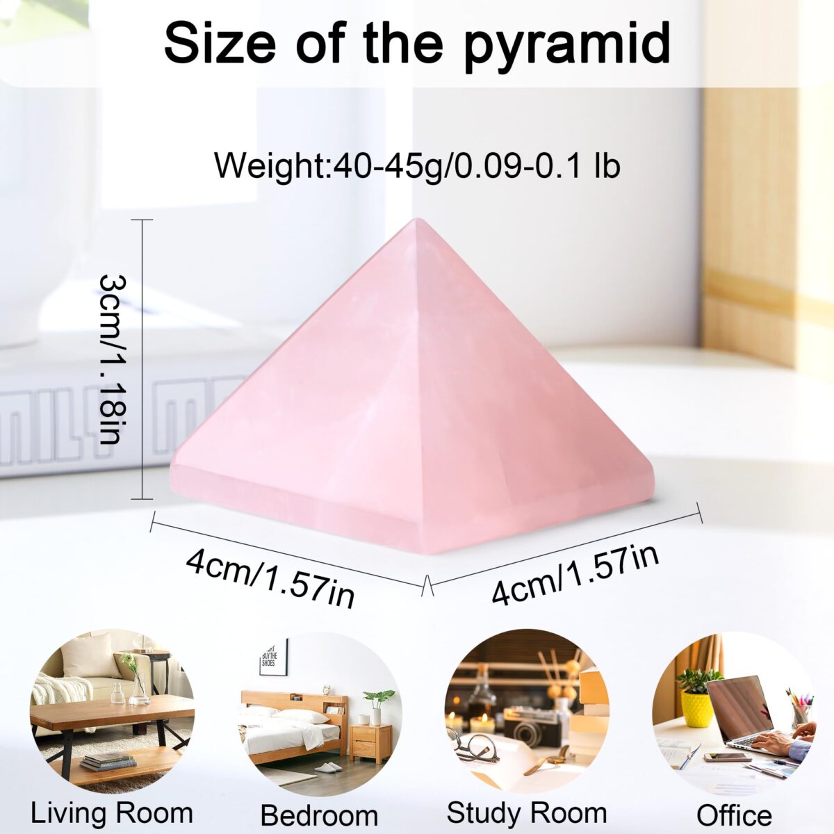Rose Quartz Gemstone Pyramid Crystal - Rose Quartz - Image 3