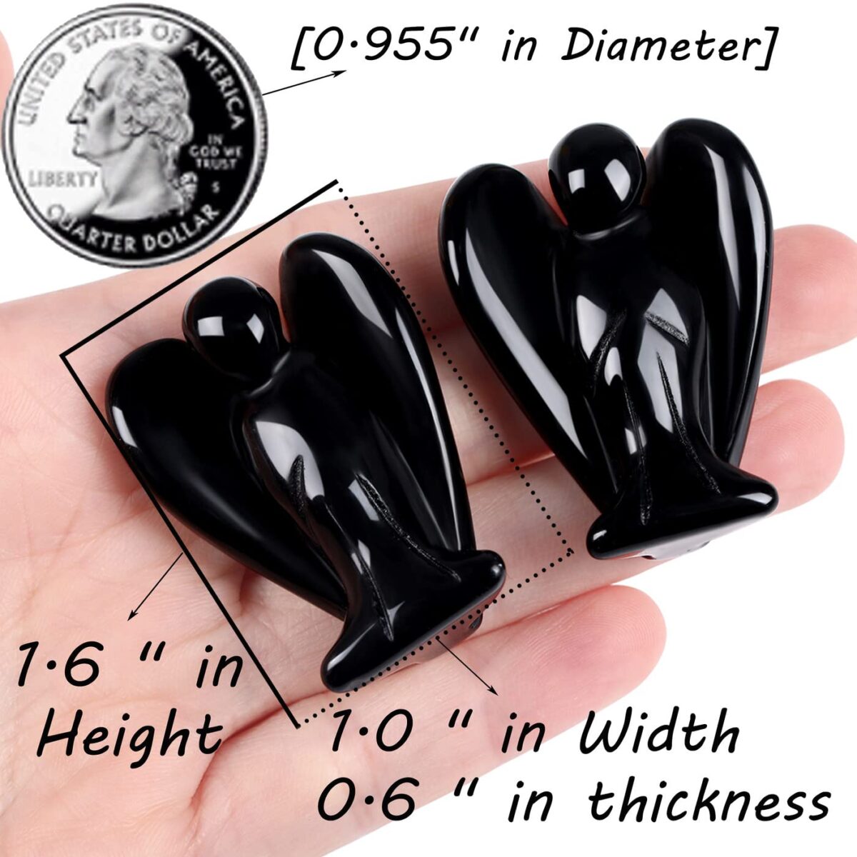 Obsidian crystal angel handmade stone carving - Image 2