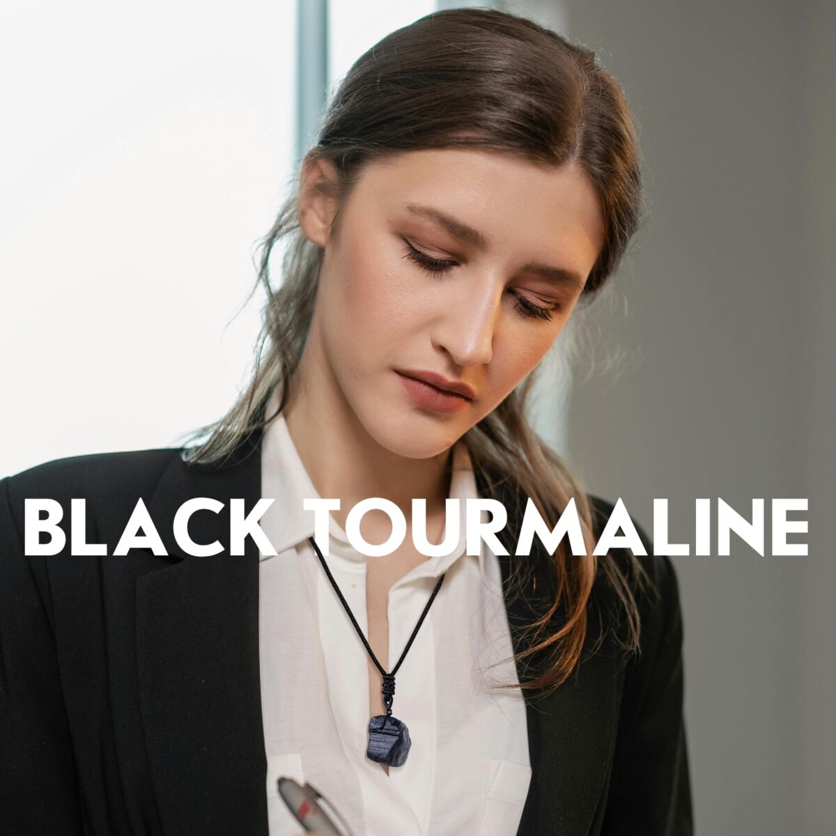 Natural obsidian crystal rough necklace - Image 4