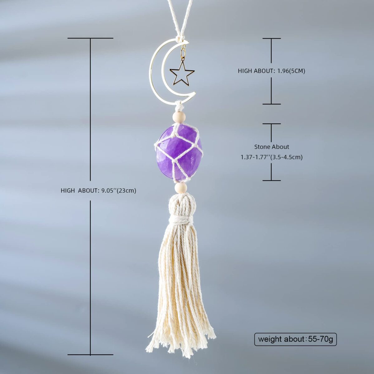 Natural amethyst water drop star and moon pendant - Image 4