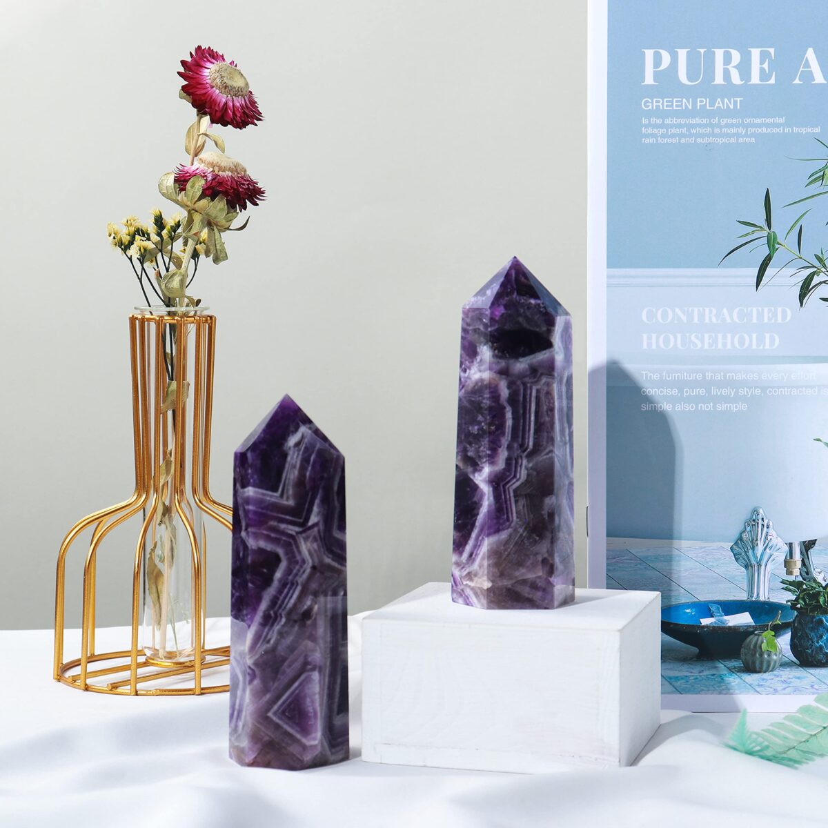Dream Amethyst Healing Crystal Pillar - Purple - Image 5