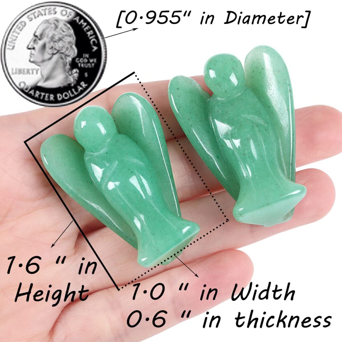 Green Aventurine crystal angel handmade stone carving - Image 2