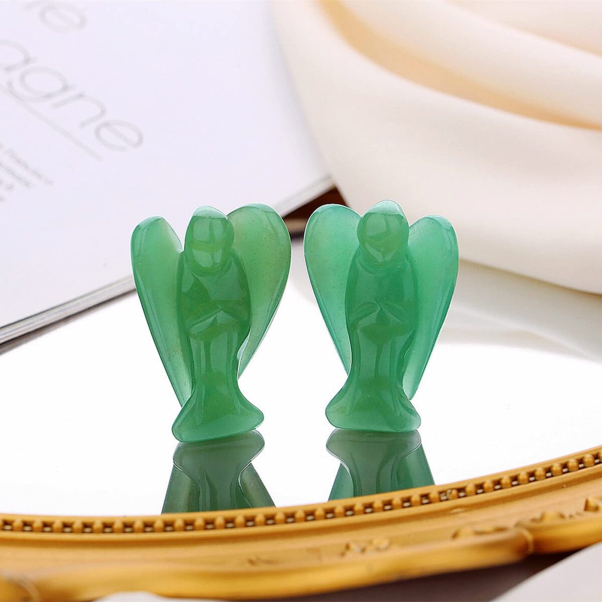 Green Aventurine crystal angel handmade stone carving - Image 3