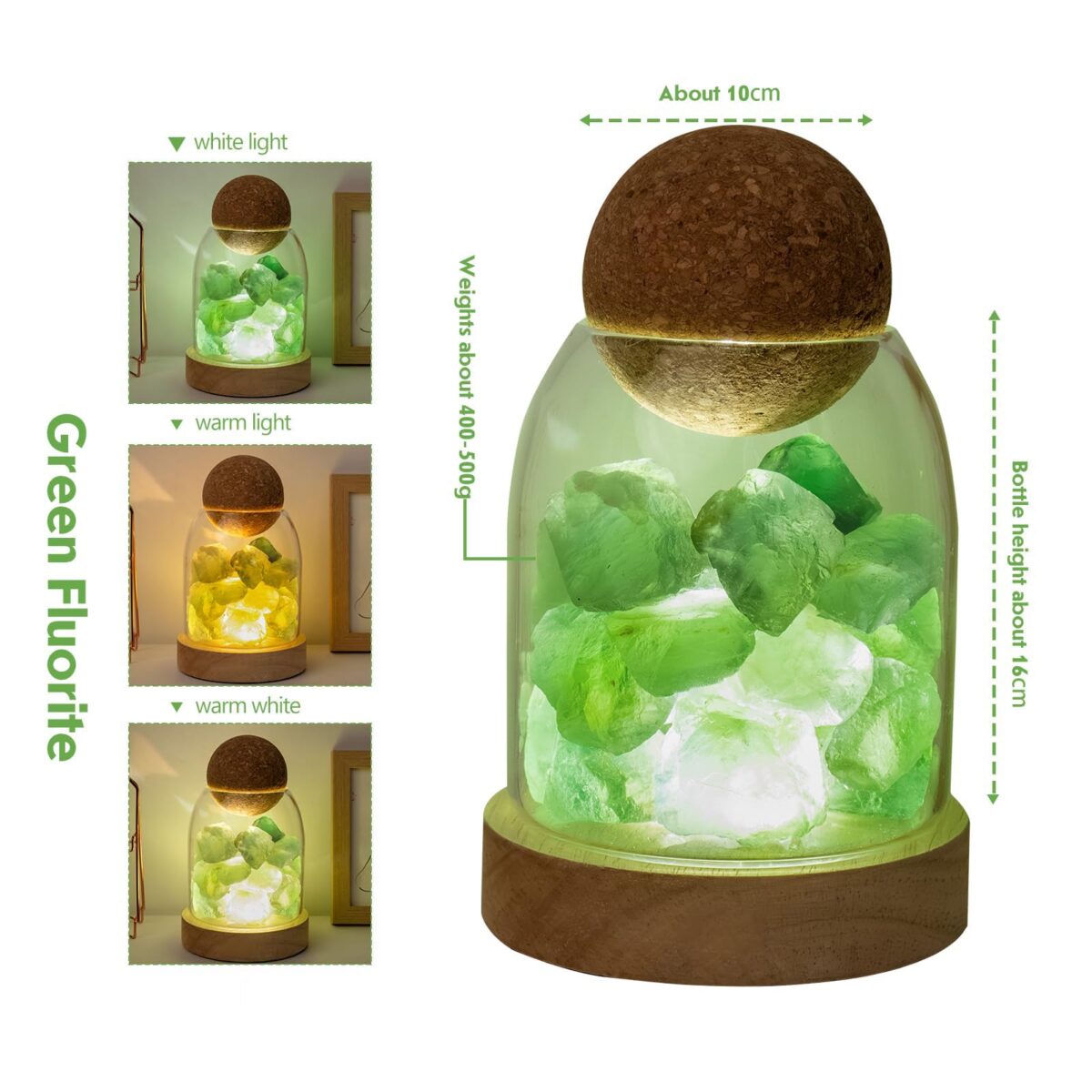 Green Fluorite Night Light Aromatherapy Stone Diffuser - Image 2