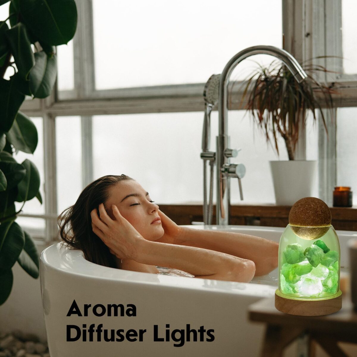 Green Fluorite Night Light Aromatherapy Stone Diffuser - Image 3