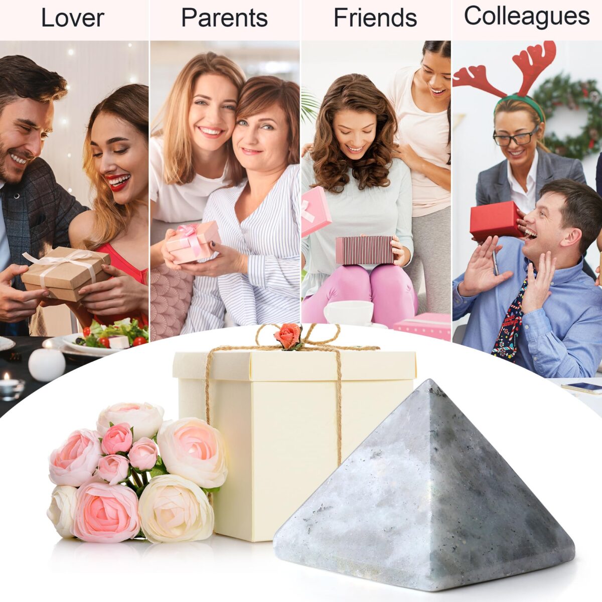 White Labradorite Crystal Pyramid - Labradorite - Image 4