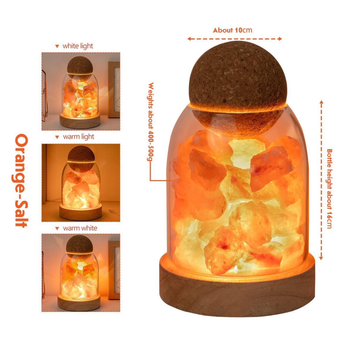 Orange Fluorite Crystal Night Light Aromatherapy Stone Diffuser - Image 2