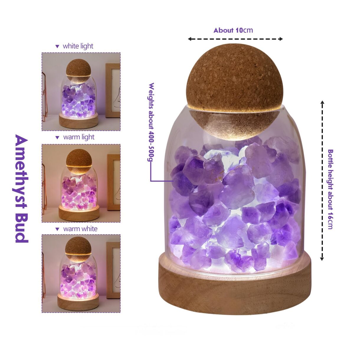 Amethyst Stone Night Light Aromatherapy Stone Diffuser - Image 2