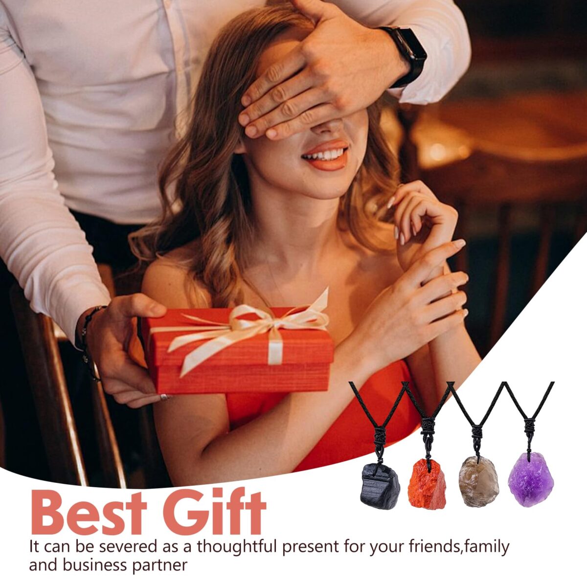 Natural red jasper crystal rough stone necklace - Image 3