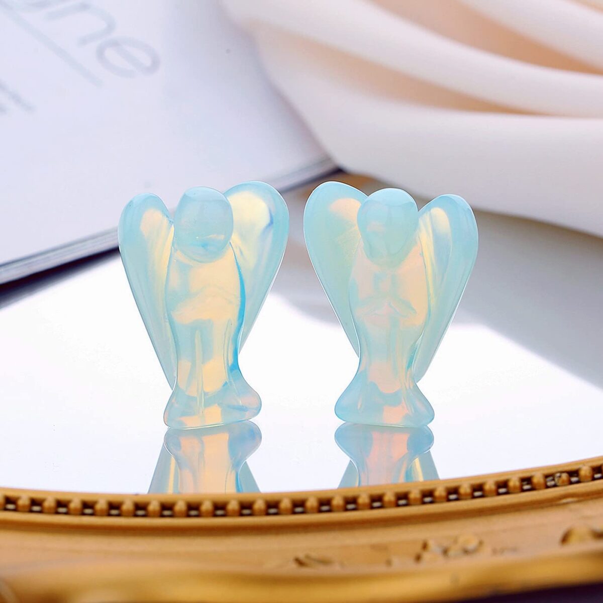 Opal angel handmade stone carving - Image 3