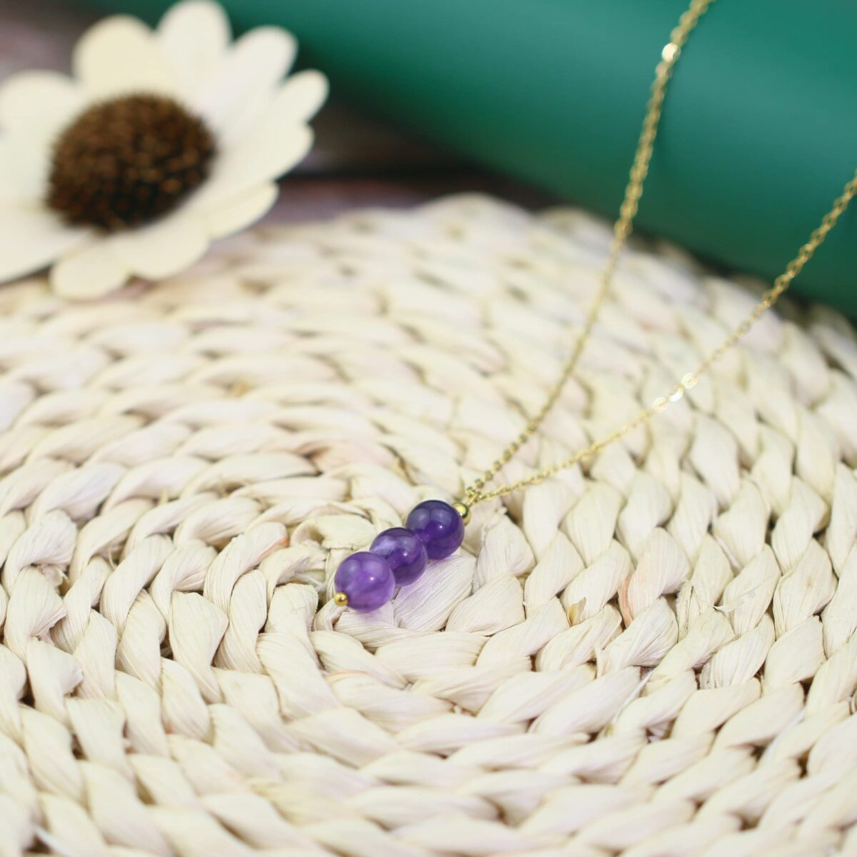 Natural Amethyst 14K Gold-plated Crystal Necklace - Image 3