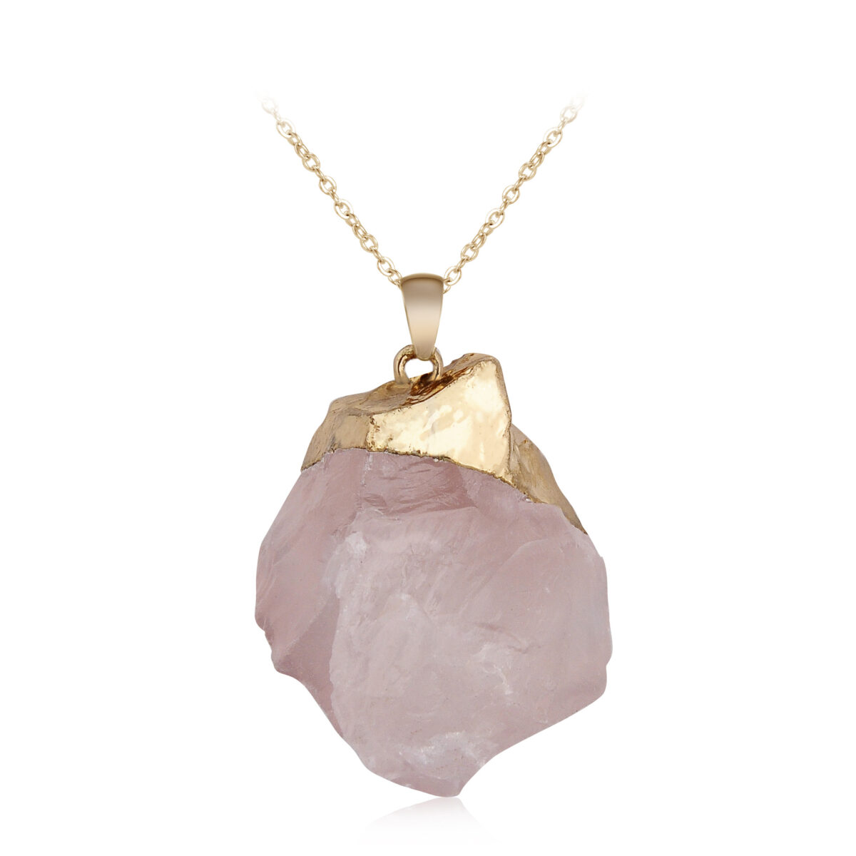 Gold-plated natural pink crystal rough stone crystal necklace - Image 2