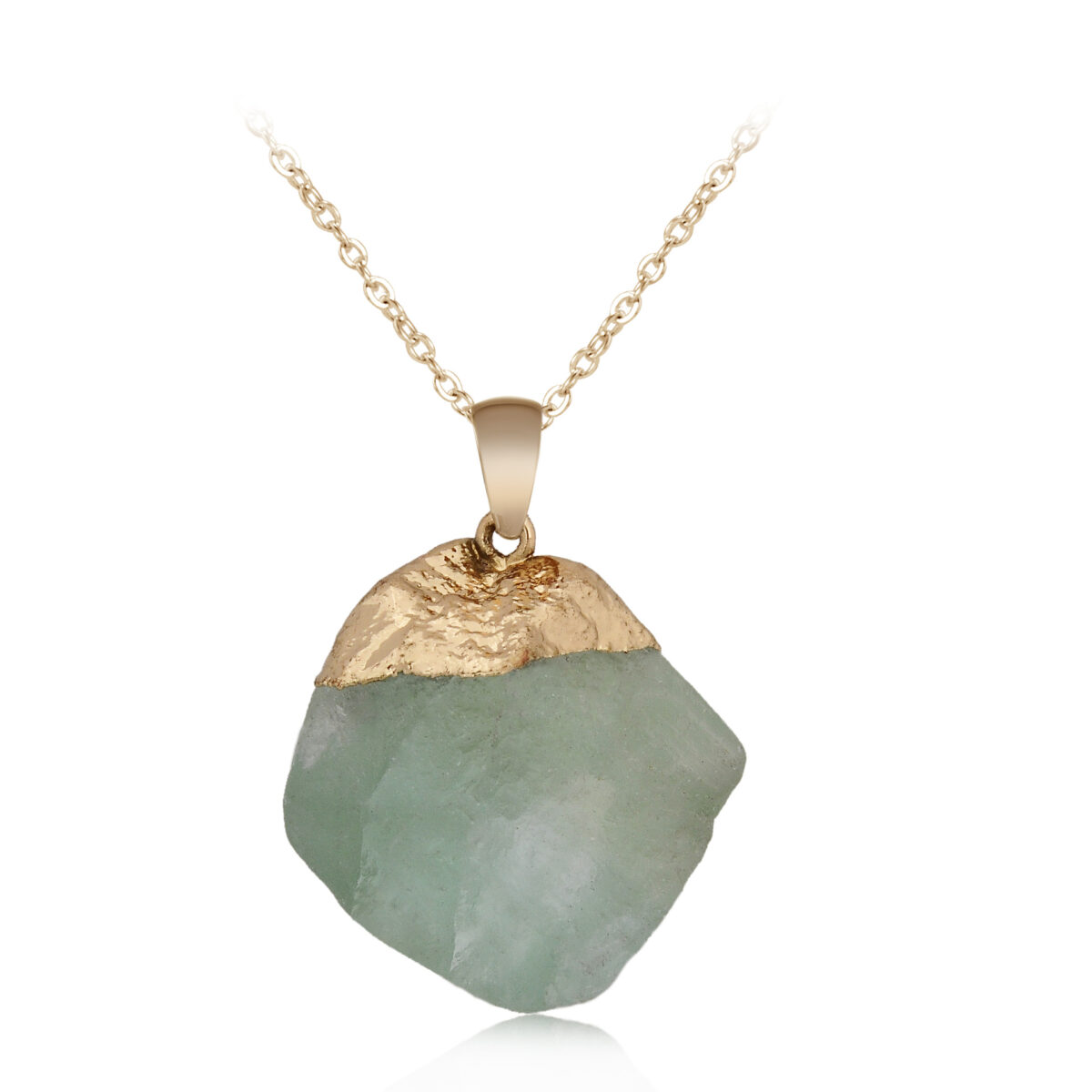 Gold-plated natural green aventurine crystal rough stone crystal necklace - Image 2