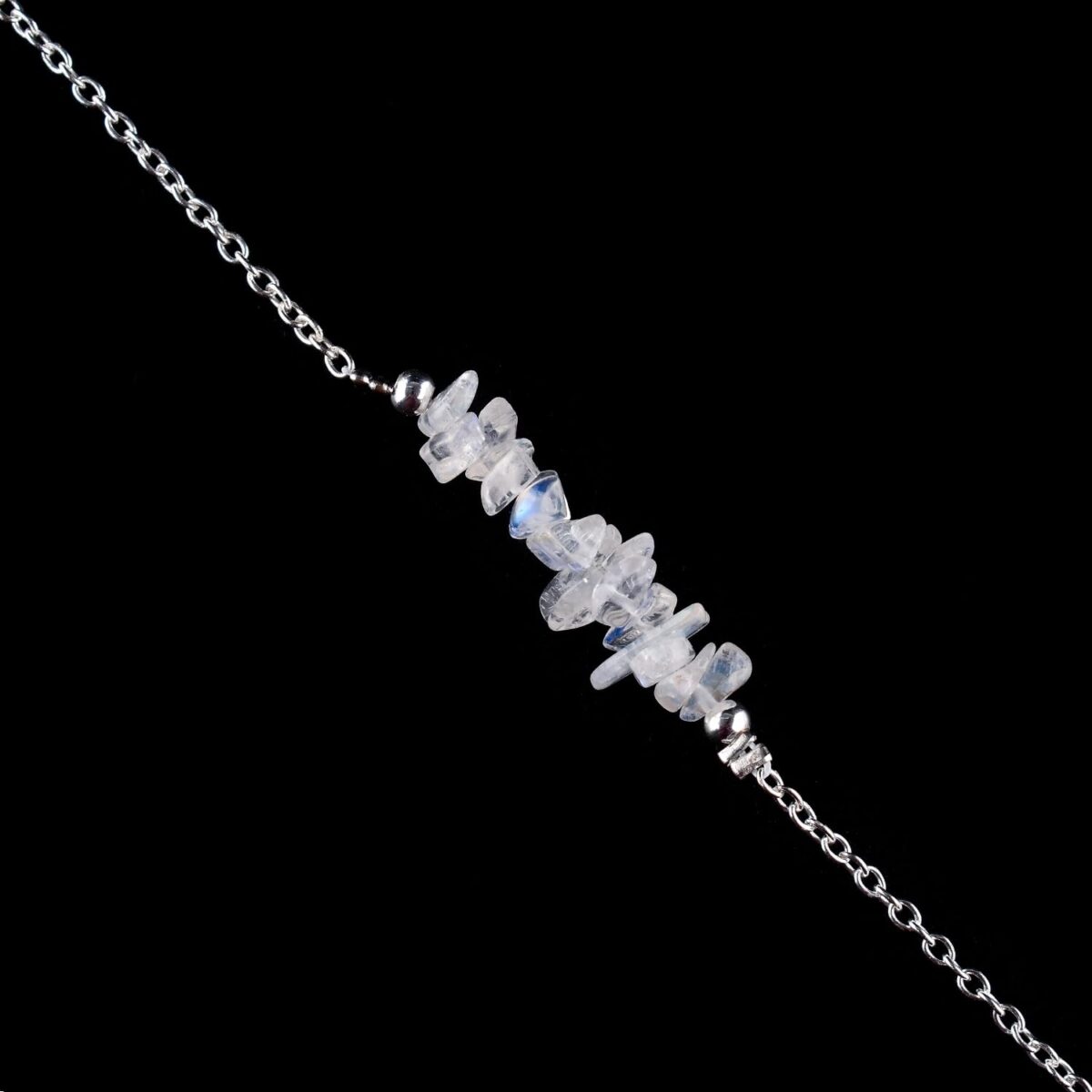 Natural Crystal Anklet Birthstone Chakra Crystal - Rainbow Moonstone - Image 5