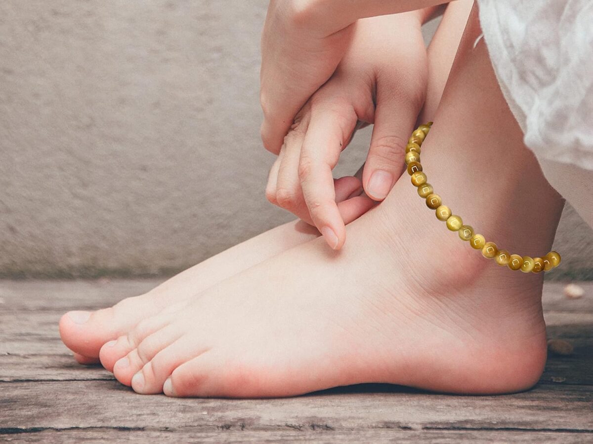 Yellow Cat's Eye Healing Anklet - Image 5