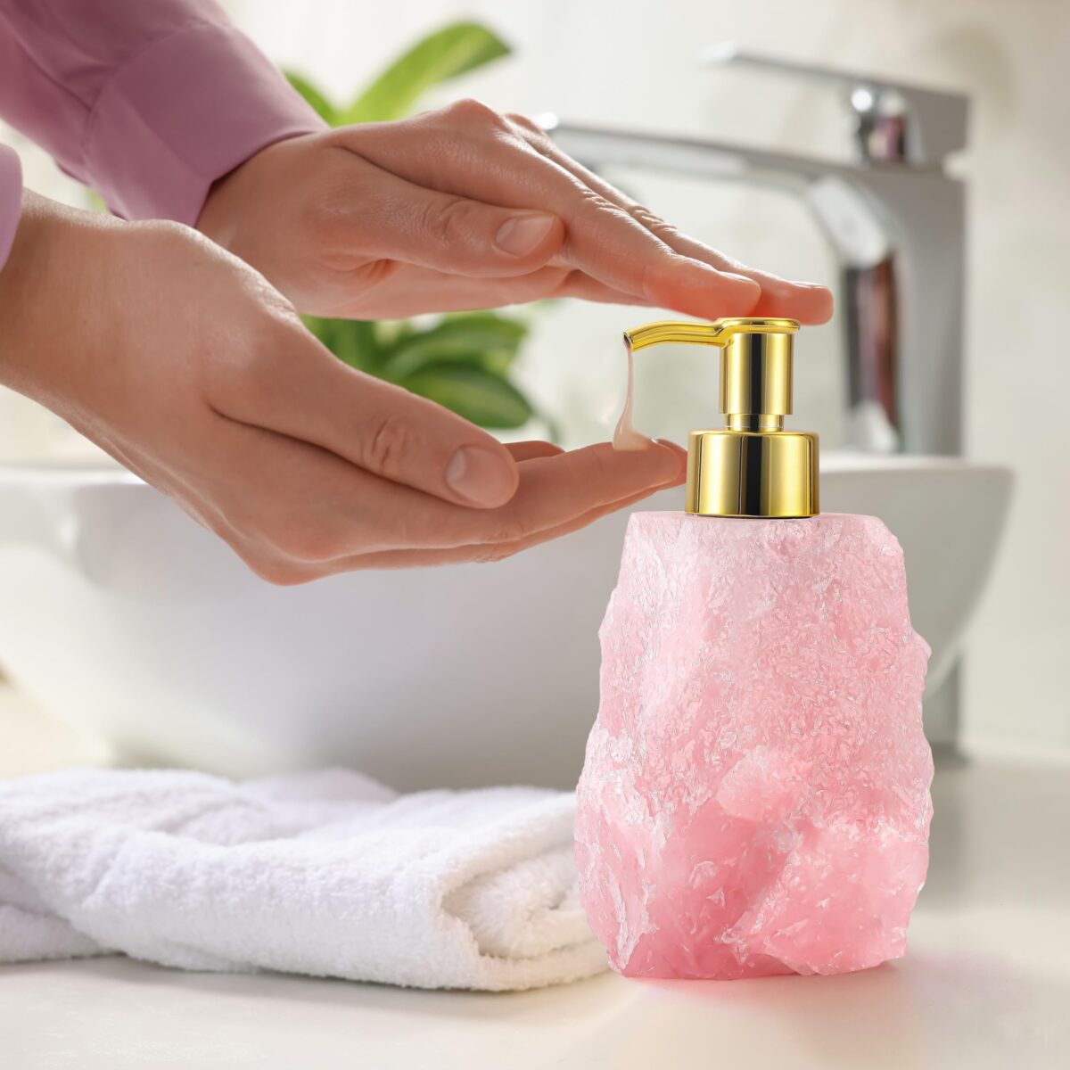 Rose Quartz Crystal Essential Oil Bottle - Image 6