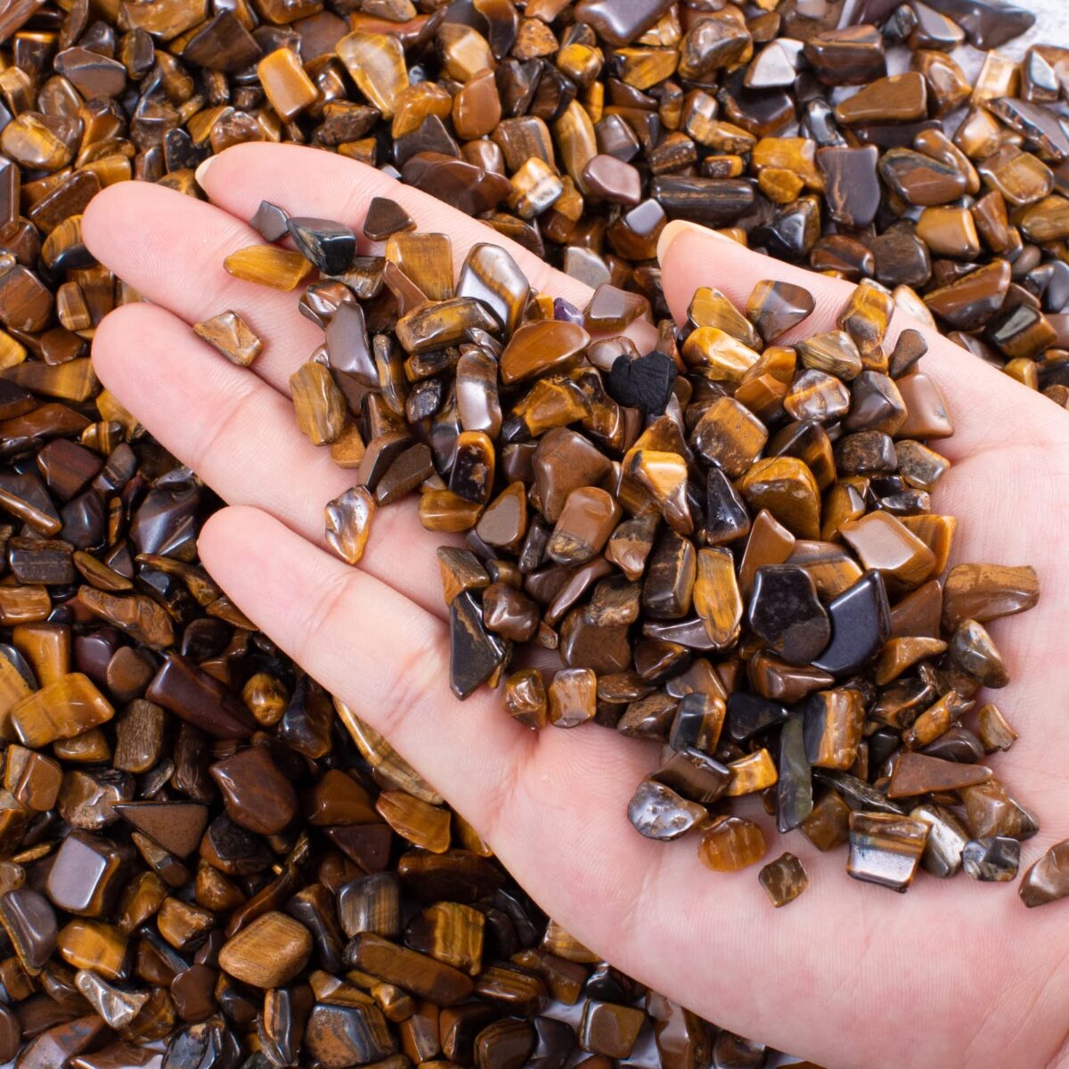 Tiger's eye grinding fragments Crushed crystal Quartz irregularly shaped stones - Image 2