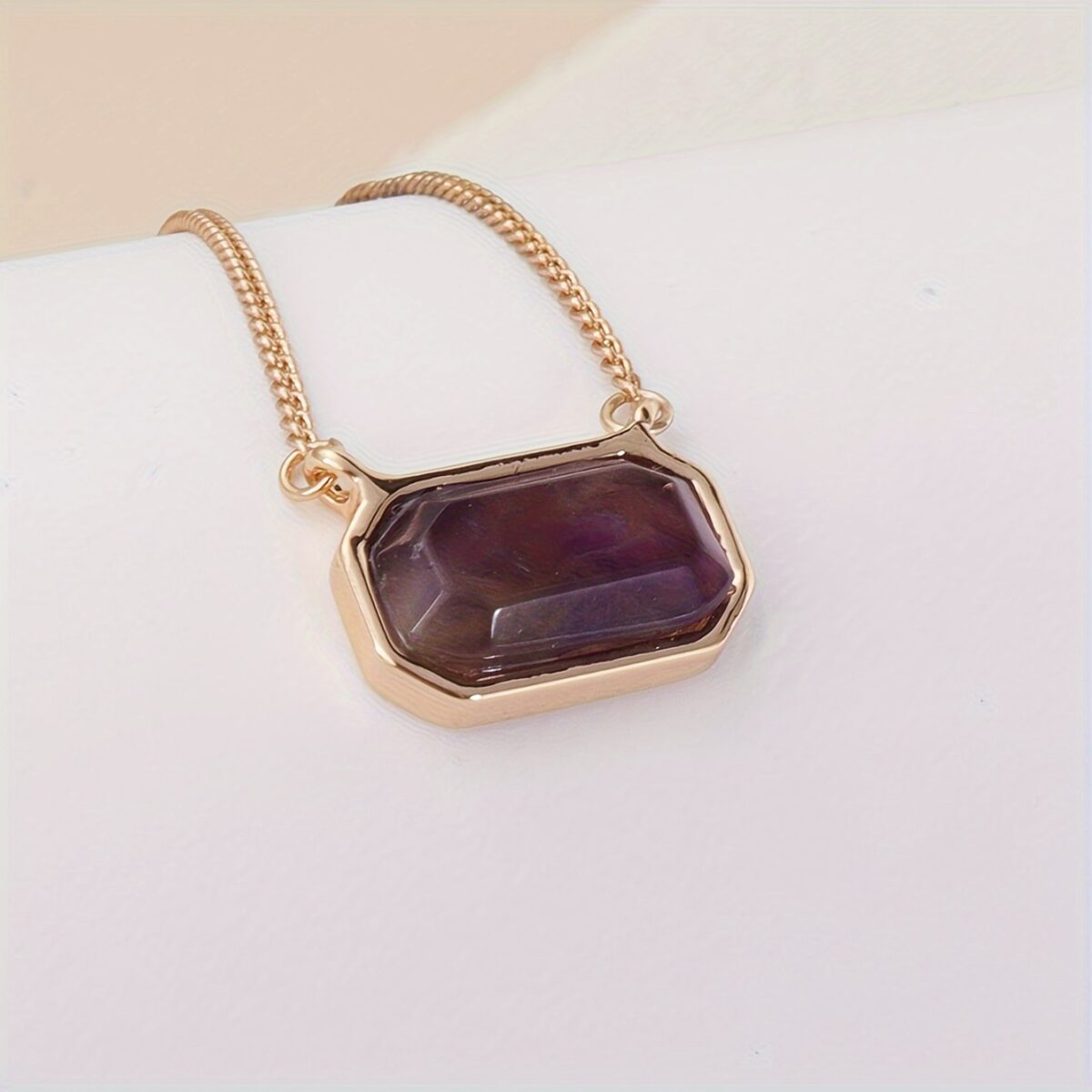 Natural crystal amethyst rectangular crystal pendant - Image 2