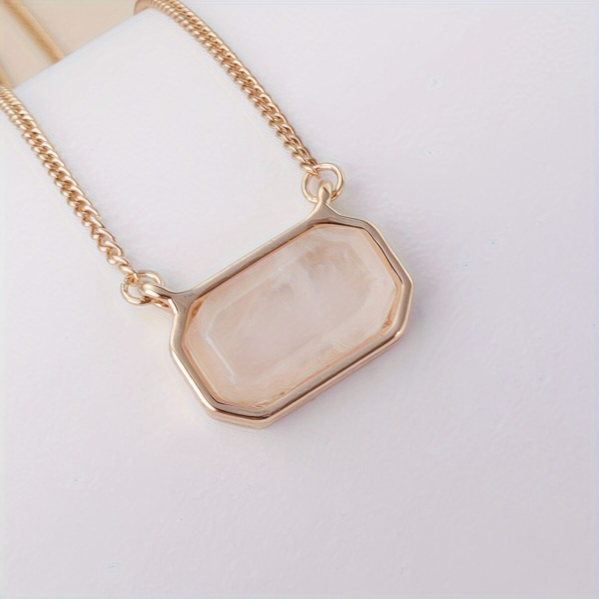 Natural crystal White crystal rectangular crystal pendant - Image 2