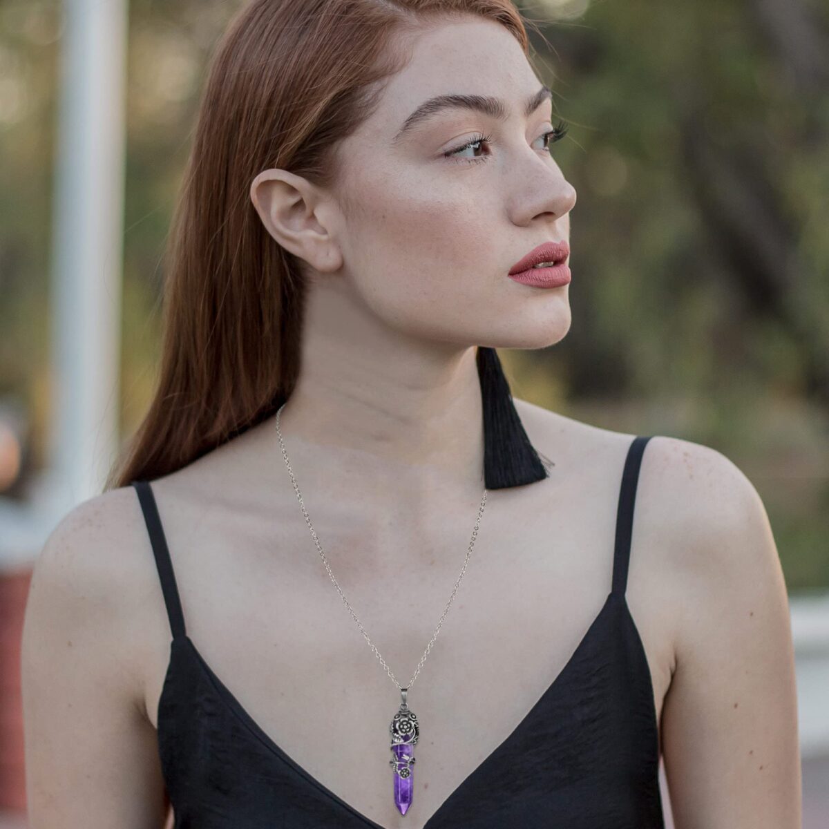 Natural crystal amethyst flower wrap crystal pendant - Image 2