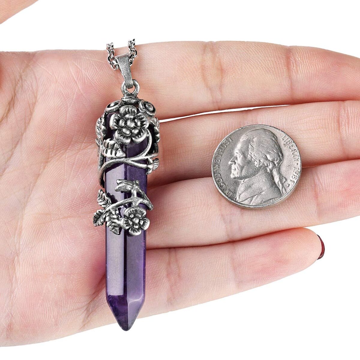 Natural crystal amethyst flower wrap crystal pendant - Image 4