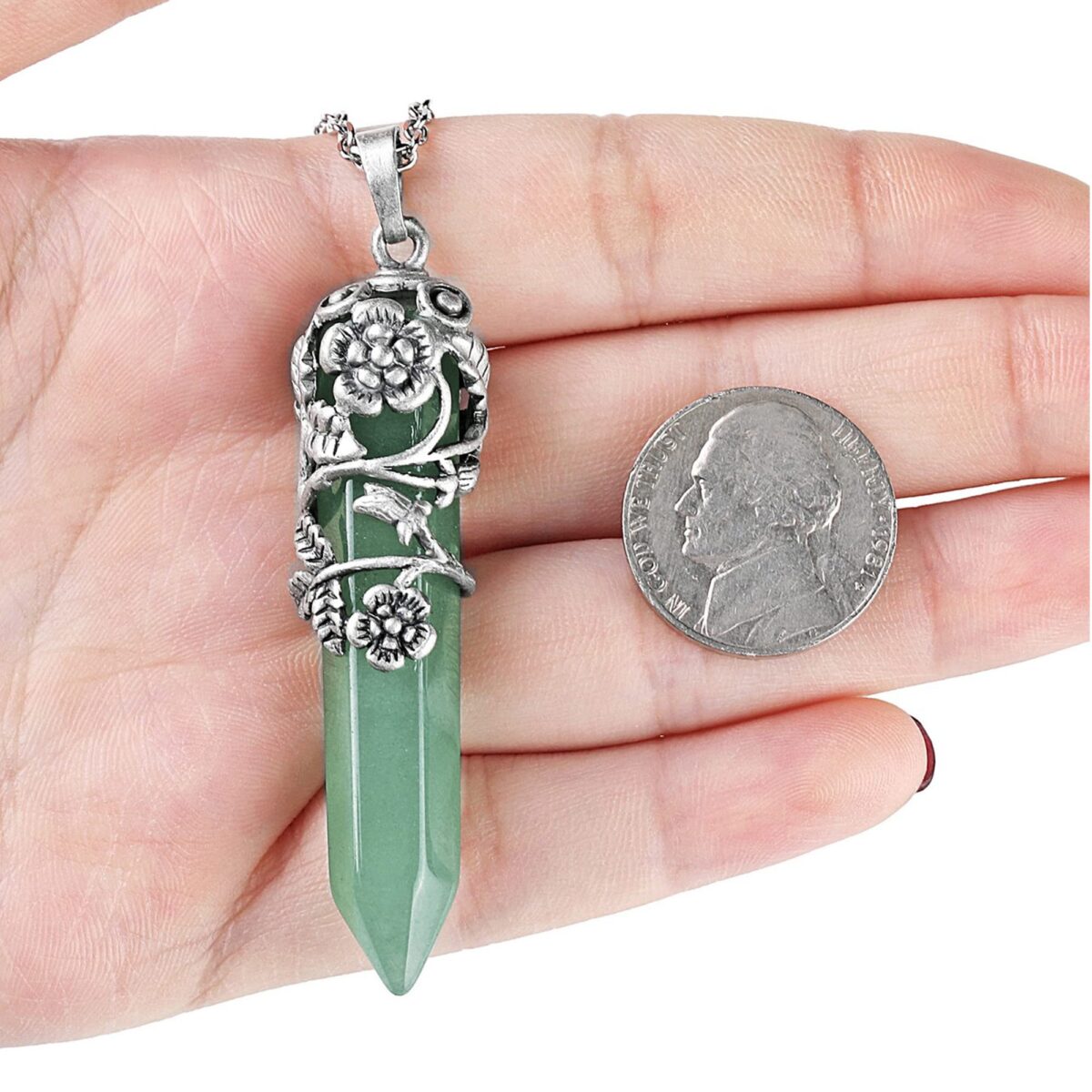 Natural crystal Green Aventurine flower wrap crystal pendant - Image 3