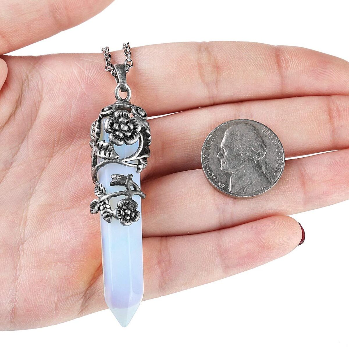 Natural crystal opal flower wrap crystal pendant - Image 2