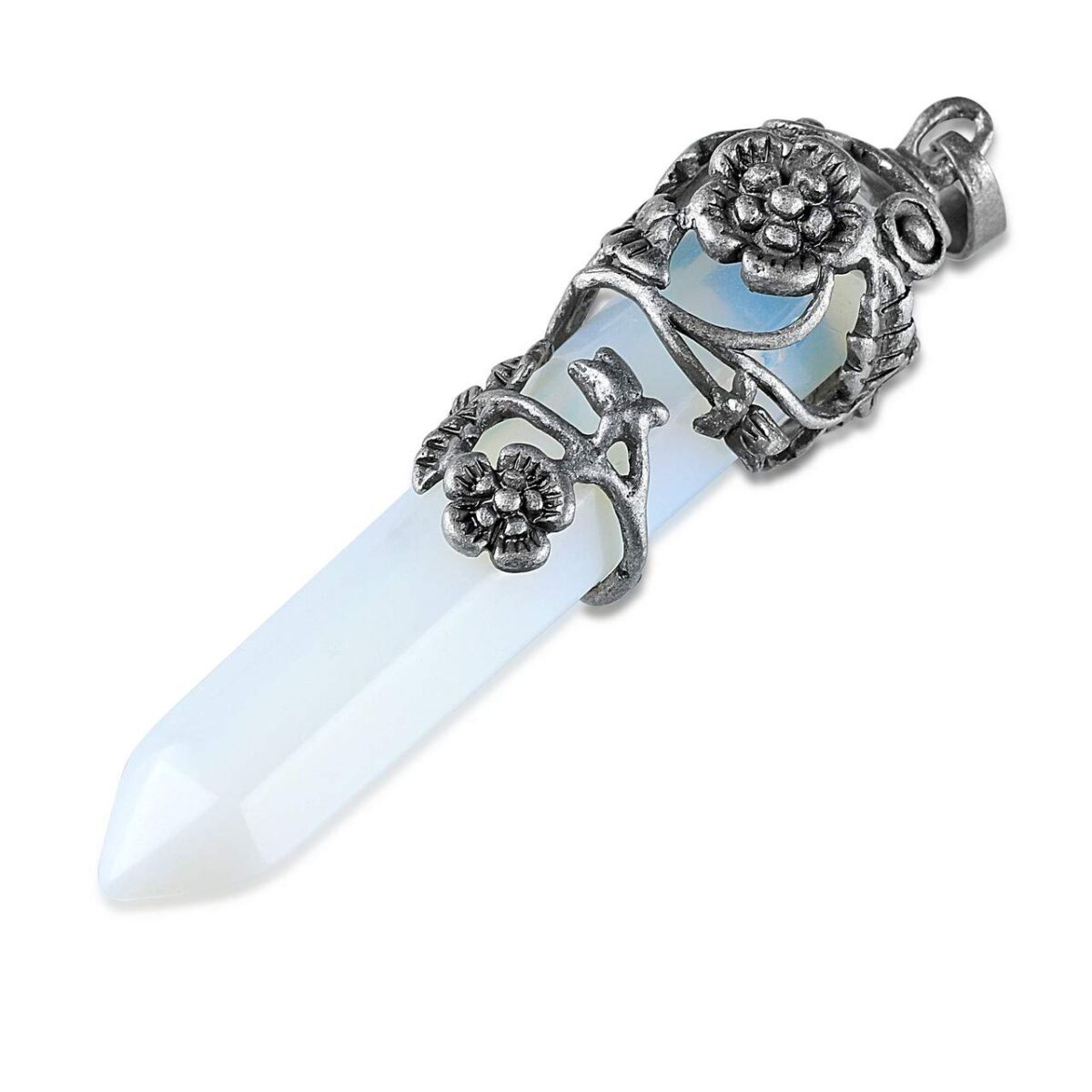 Natural crystal opal flower wrap crystal pendant - Image 3