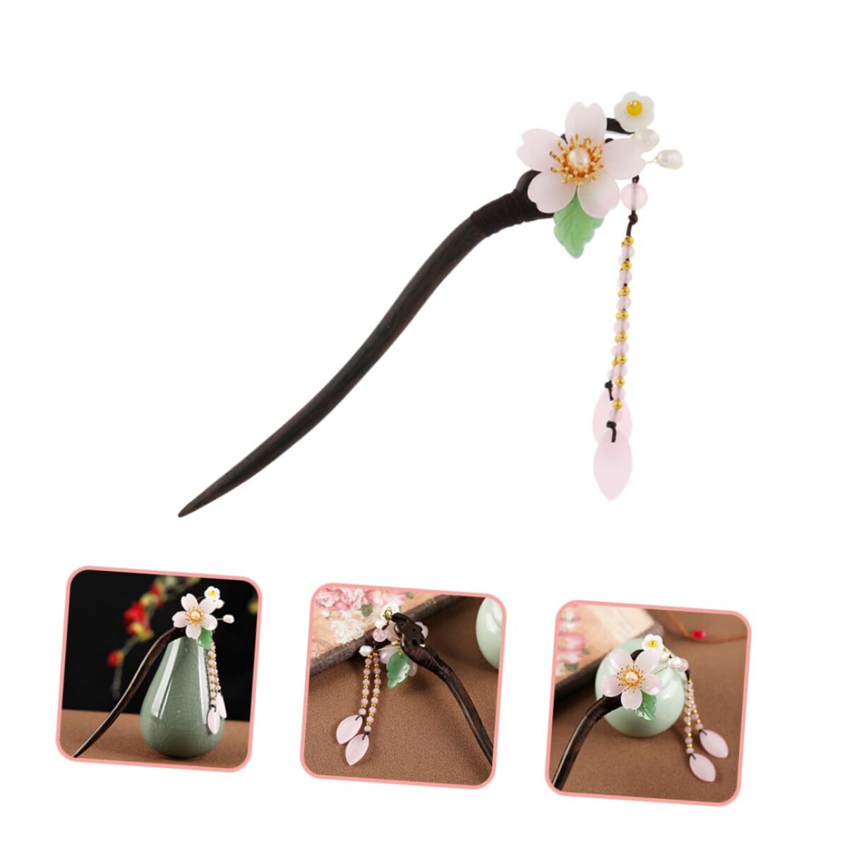 MERRYHAPY Ethnic Hair Sticks Chinese Style Hairpin Vintage Hair Stick Chopstick Natural Wood Safe for Daily Use - Image 3