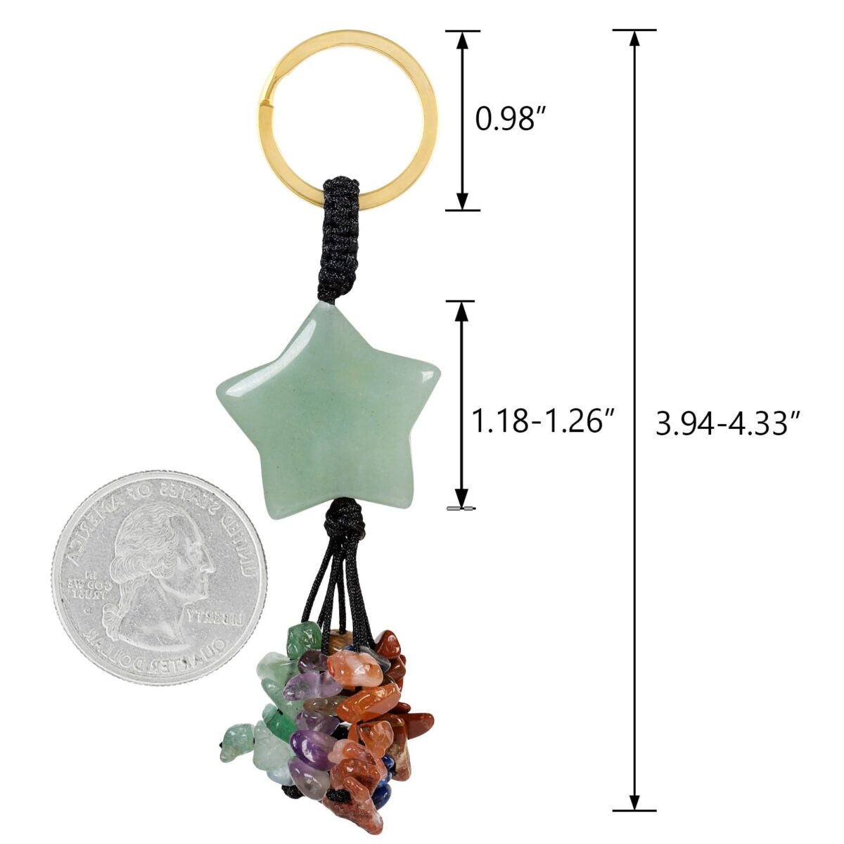 TUMBEELLUWA 7 Chakra Healing Crystal Keychain Stone Beads Tassel Key Ring Charm Amulet Car Keyrings for Men Women Unisex - Image 2