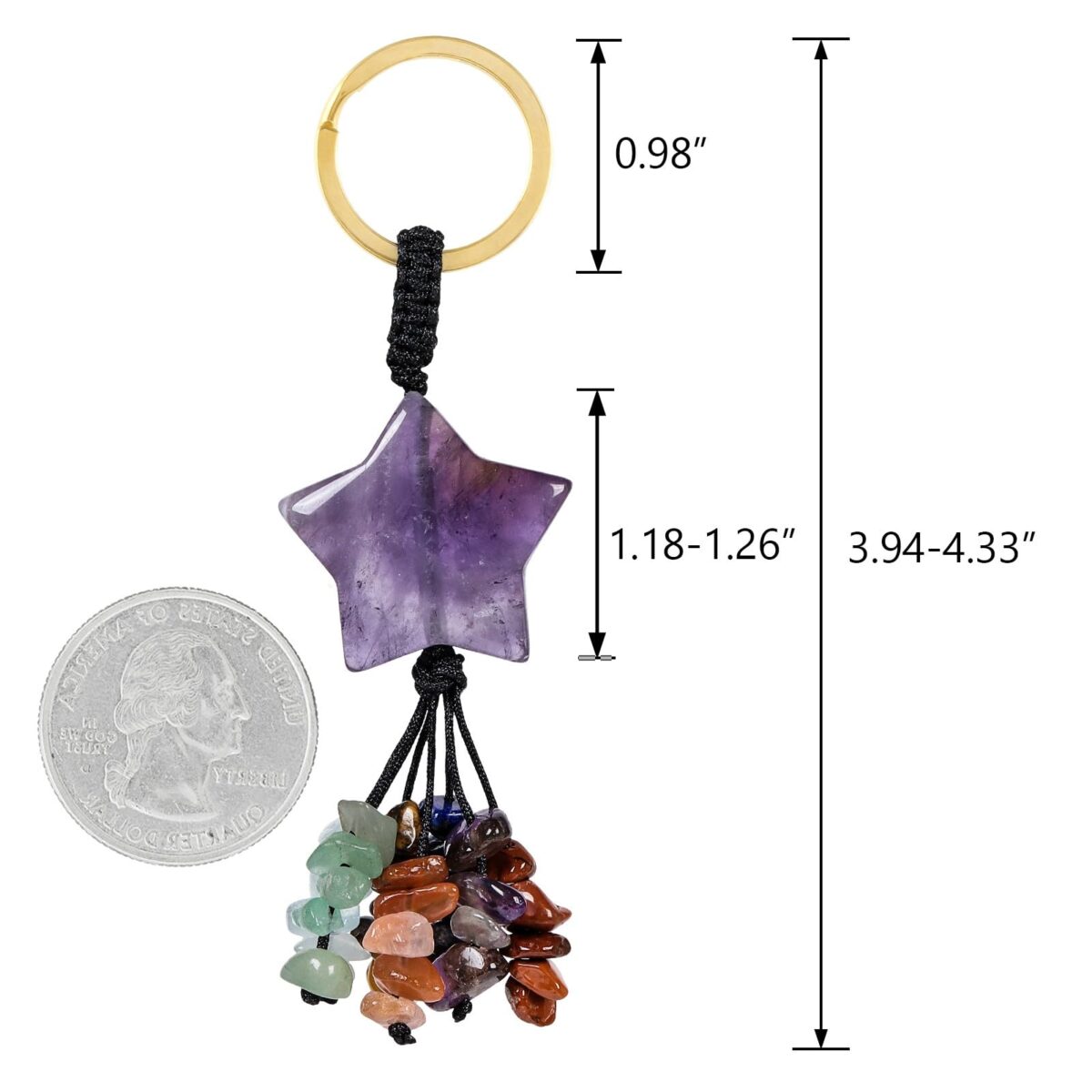 TUMBEELLUWA 7 Chakra Healing Crystal Keychain Stone Beads Tassel Key Ring Charm Amulet Car Keyrings for Men Women Unisex - Image 2