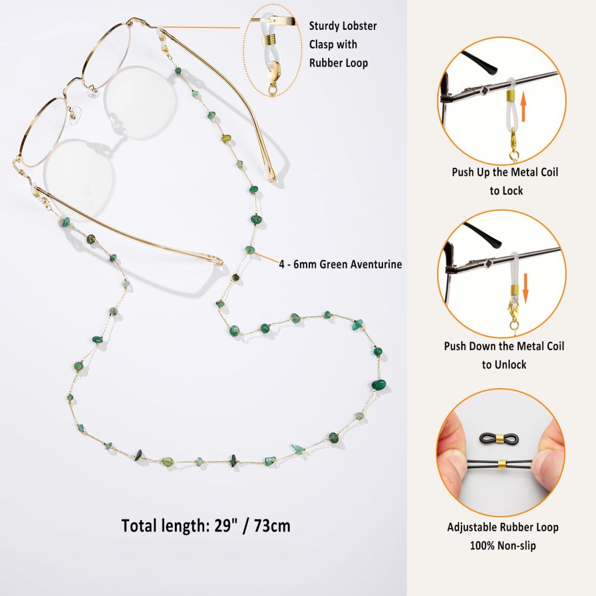 Glasses Chain for Women Eye Glasses Holders Around Neck Natural Crystal Eyeglasses Strap Sunglass Chains for Women - Image 4
