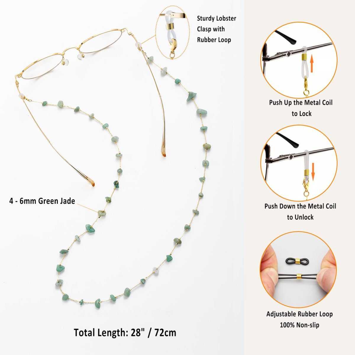 Glasses Chain for Women Eye Glasses Holders Around Neck Natural Crystal Eyeglasses Strap Sunglass Chains for Women - Image 3