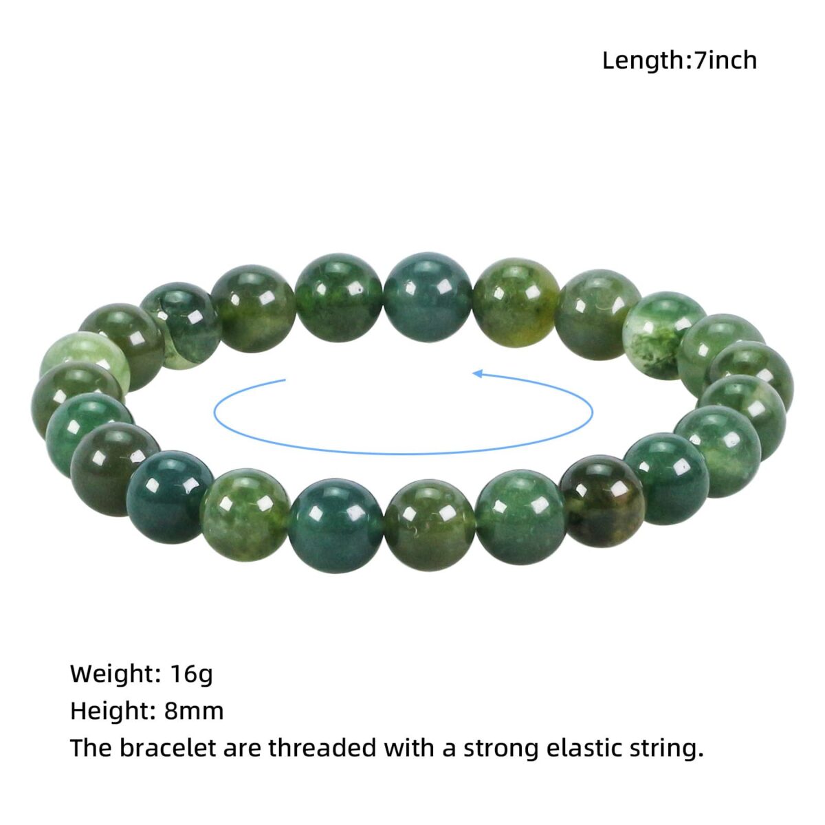 8mm Natural Gemstones Round Beads Energy Power Crystal Chakra Reiki Healing Elastic Stretch Bracelet 7 Inch Unisex-Aventurine - Image 2