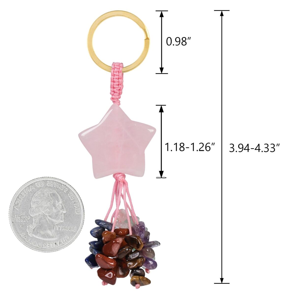TUMBEELLUWA 7 Chakra Healing Crystal Keychain Stone Beads Tassel Key Ring Charm Amulet Car Keyrings for Men Women Unisex - Image 2