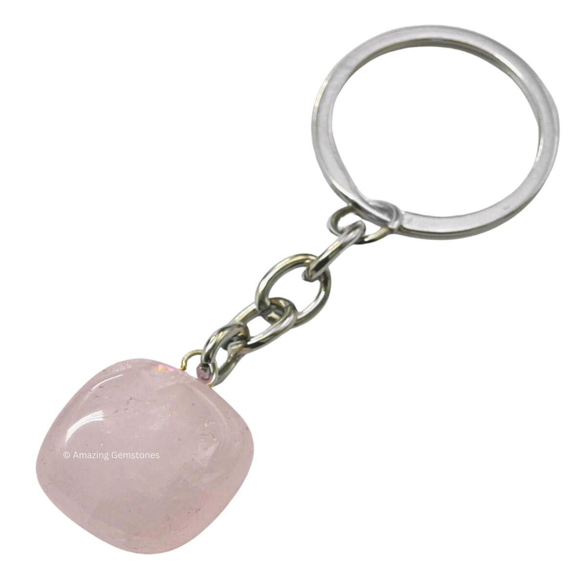 Rose Quartz Crystal Car Key Holder - Crystals and Healing Stones Car Keys Keychain for Gift for Christmas Stockings Stuffers for Women Men Teen Kids (Tumbled Crystal Keychain) - Image 4