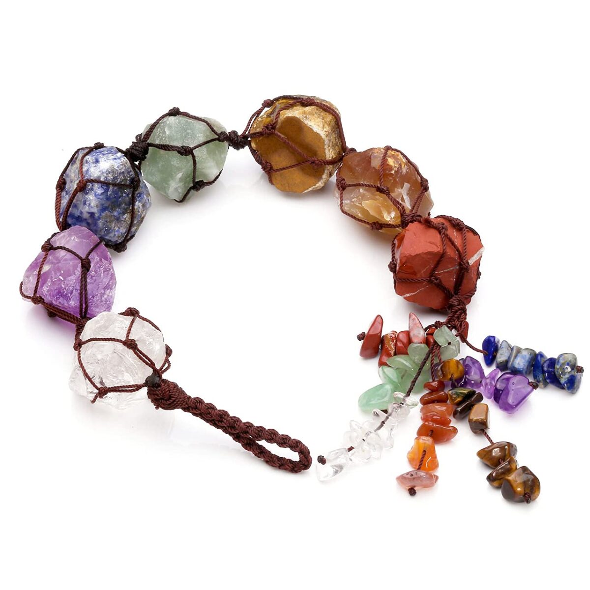 Top Plaza 7 Chakra Gemstones Reiki Healing Crystals Hanging Ornament Home Indoor Decoration Window Car Hanging Ornaments for Good Luck Yoga Meditation Protection -Raw Stones - Image 3