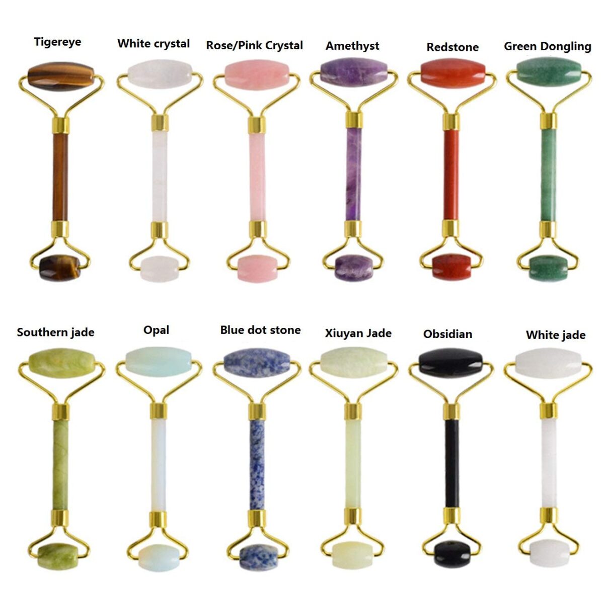 Nara Natural Crystal Face Double Head Massage Beauty Device Jade Roller (Rose/Pink Crystal) - Image 6