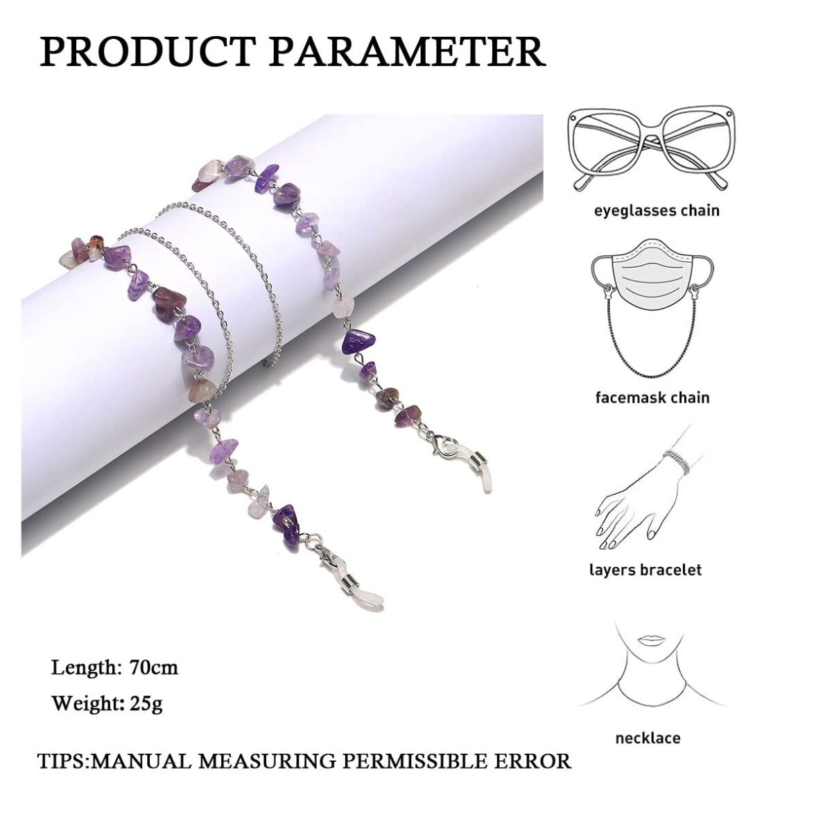 Beaded Eyeglass Chain for Women Girls,Green Aventurine Natural Stones Sunglass Lanyard,Stylish Mask Chains - Image 7