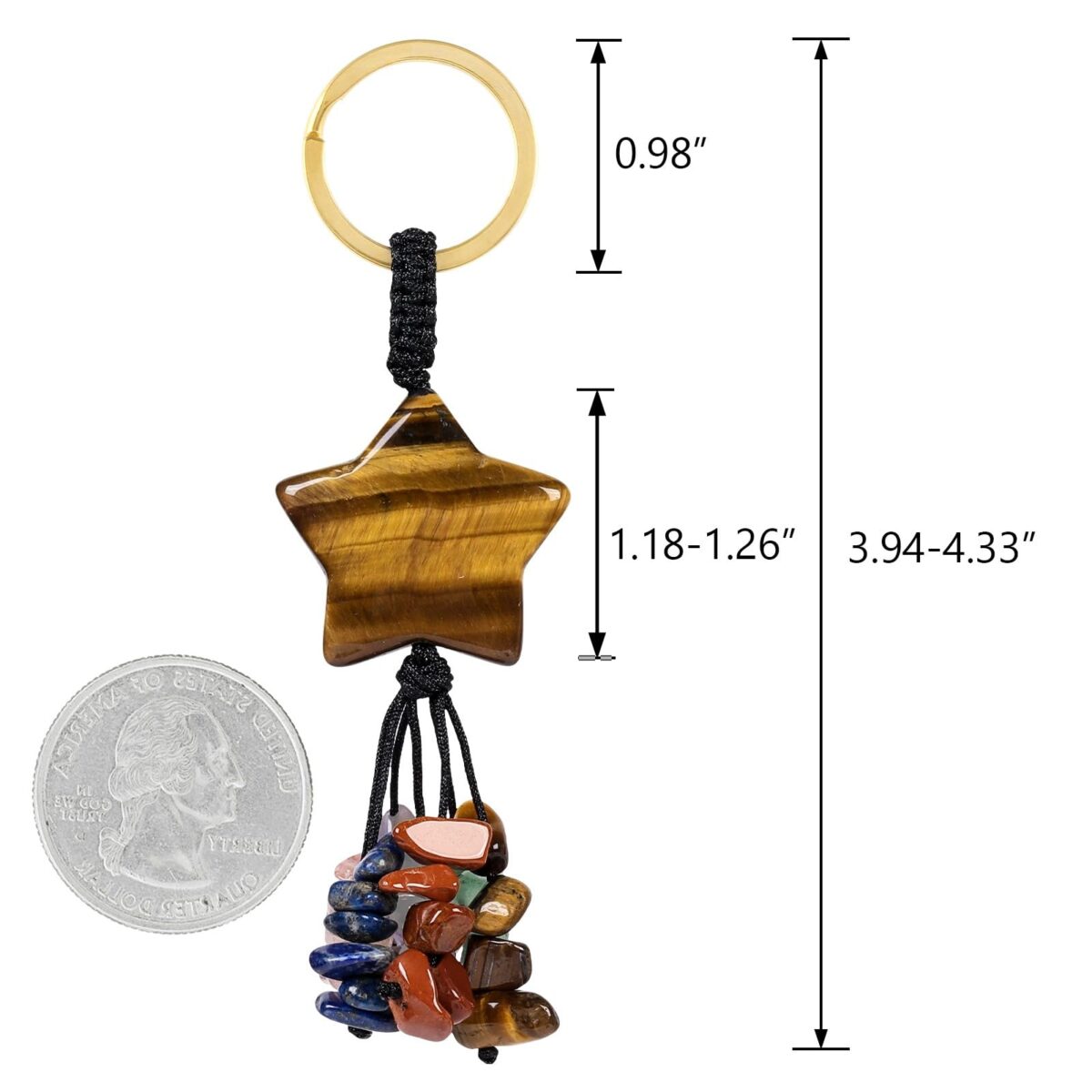 TUMBEELLUWA 7 Chakra Healing Crystal Keychain Stone Beads Tassel Key Ring Charm Amulet Car Keyrings for Men Women Unisex - Image 2