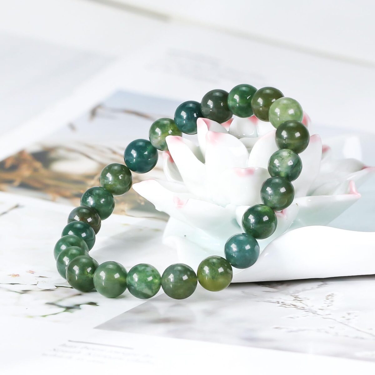 8mm Natural Gemstones Round Beads Energy Power Crystal Chakra Reiki Healing Elastic Stretch Bracelet 7 Inch Unisex-Aventurine - Image 3