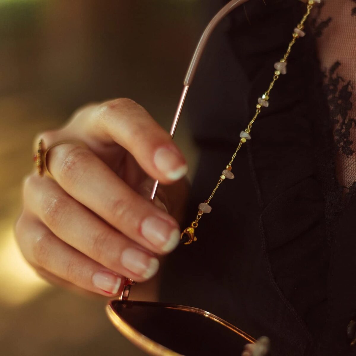 Glasses Chain for Women Eye Glasses Holders Around Neck Natural Crystal Eyeglasses Strap Sunglass Chains for Women - Image 3