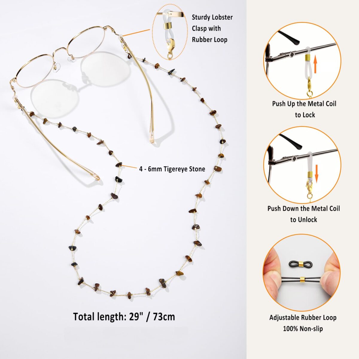 Glasses Chain for Women Eye Glasses Holders Around Neck Natural Crystal Eyeglasses Strap Sunglass Chains for Women - Image 2