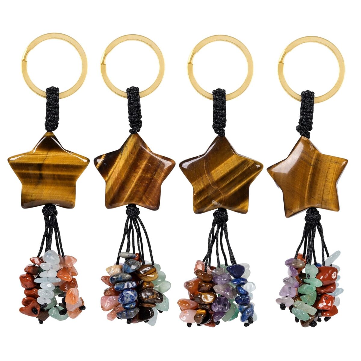 TUMBEELLUWA 7 Chakra Healing Crystal Keychain Stone Beads Tassel Key Ring Charm Amulet Car Keyrings for Men Women Unisex - Image 4