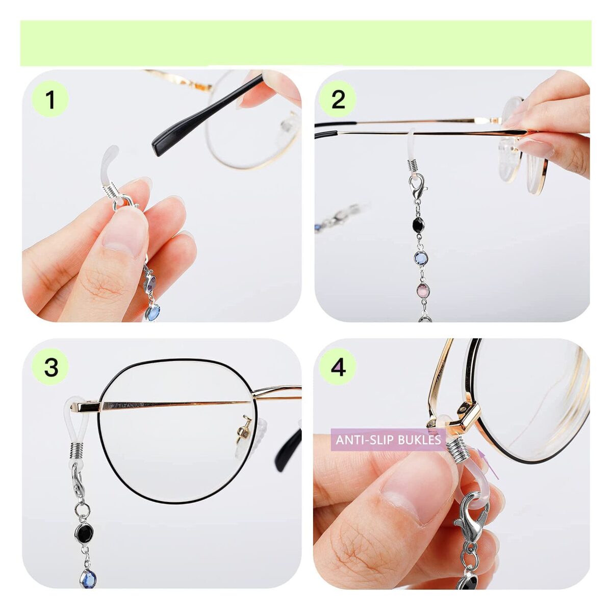 Beaded Eyeglass Chain for Women Girls,Green Aventurine Natural Stones Sunglass Lanyard,Stylish Mask Chains - Image 7