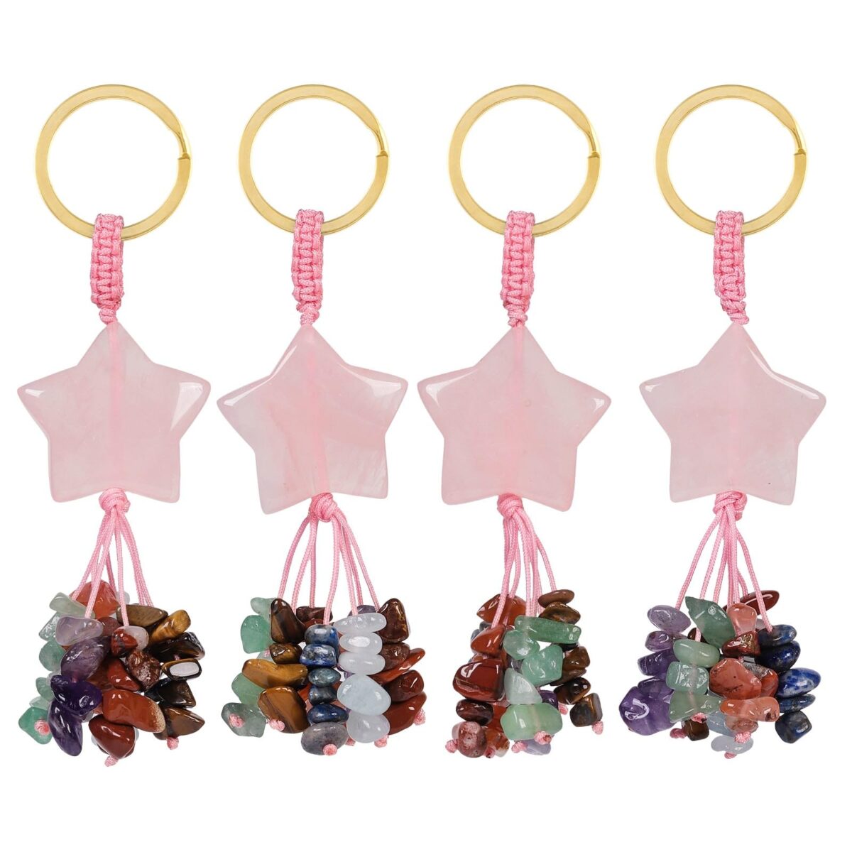 TUMBEELLUWA 7 Chakra Healing Crystal Keychain Stone Beads Tassel Key Ring Charm Amulet Car Keyrings for Men Women Unisex - Image 4