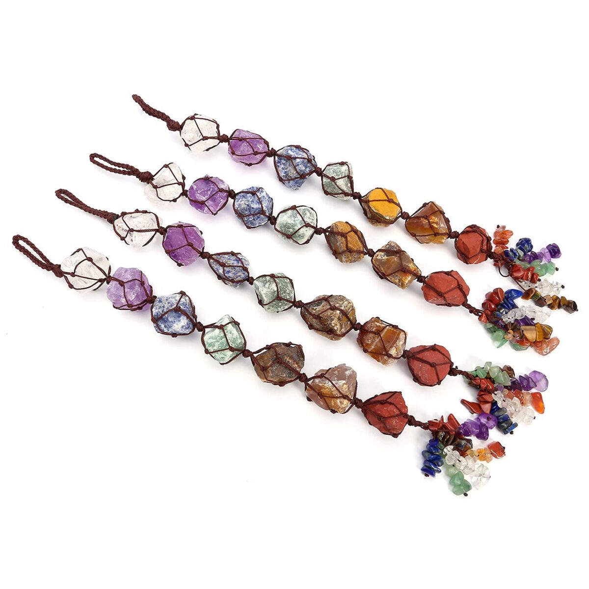Top Plaza 7 Chakra Gemstones Reiki Healing Crystals Hanging Ornament Home Indoor Decoration Window Car Hanging Ornaments for Good Luck Yoga Meditation Protection -Raw Stones - Image 5